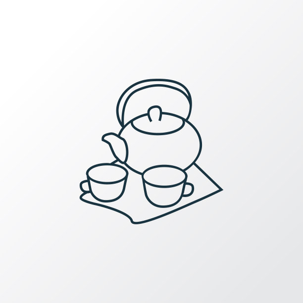 茶具图标线条象征优质孤立图片下载