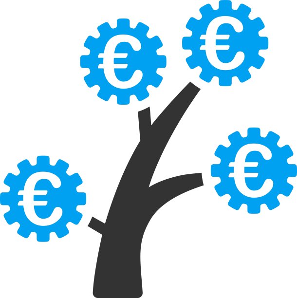 欧元技术树平面图标图片下载