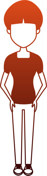 年轻女子卡通上的红线图片下载