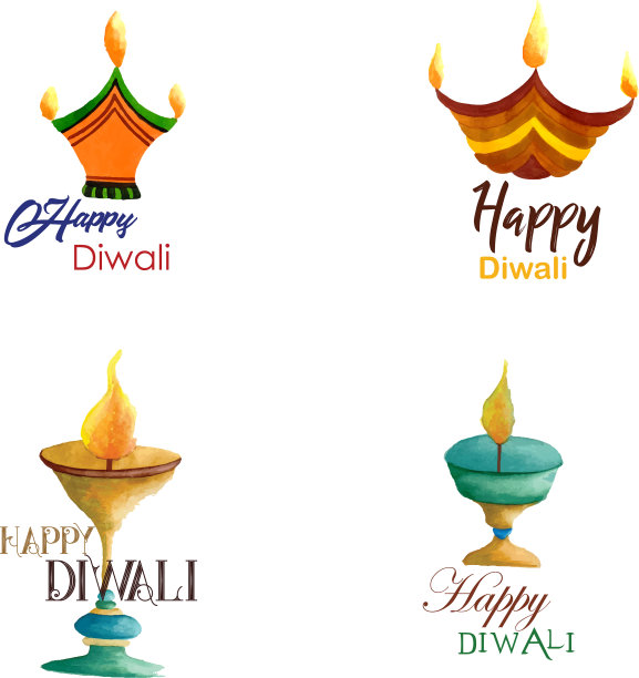 水彩排灯节标志收藏图片下载