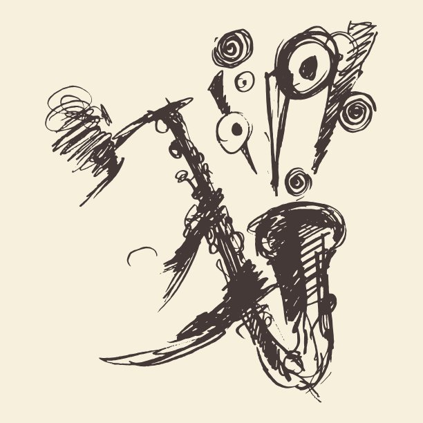 一个吹萨克斯的人画了素描图片下载