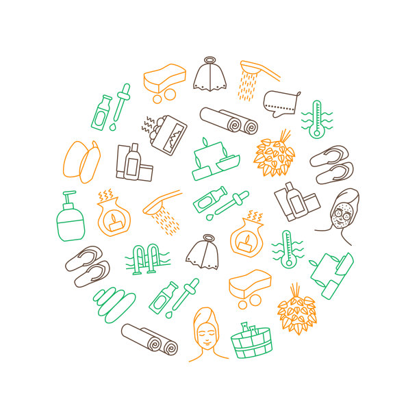 桑拿浴细线圆模板设计图片下载