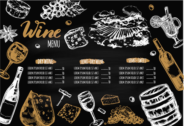 葡萄酒餐厅菜单图片下载