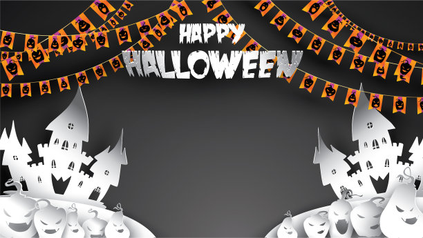 万圣节背景用南瓜鬼屋图片下载