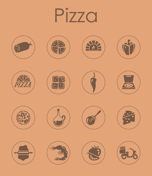 一套披萨简单的图标图片下载