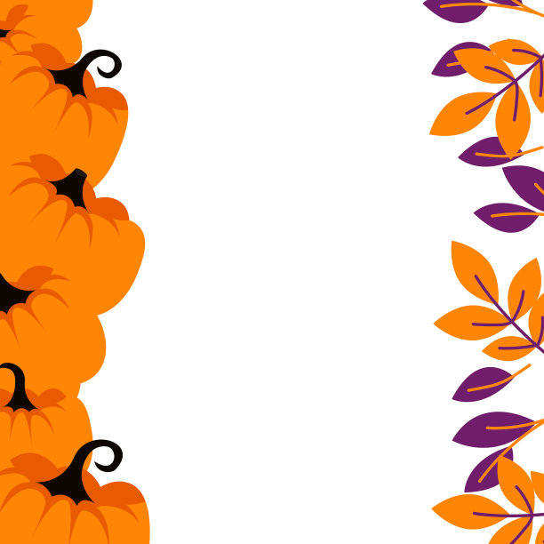 紫色南瓜上的橙色边框背景卡图片下载