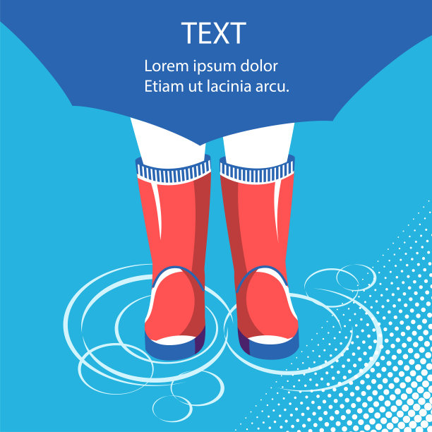 雨的背景下，人的腿在胶靴下图片下载