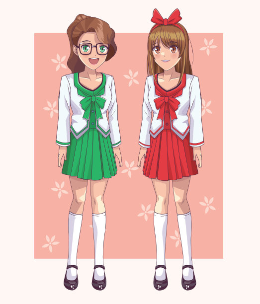 一对女动漫学生图片下载