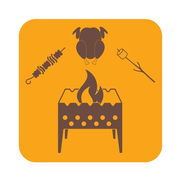 火盆和风烤肉和鸡肉图标图片下载