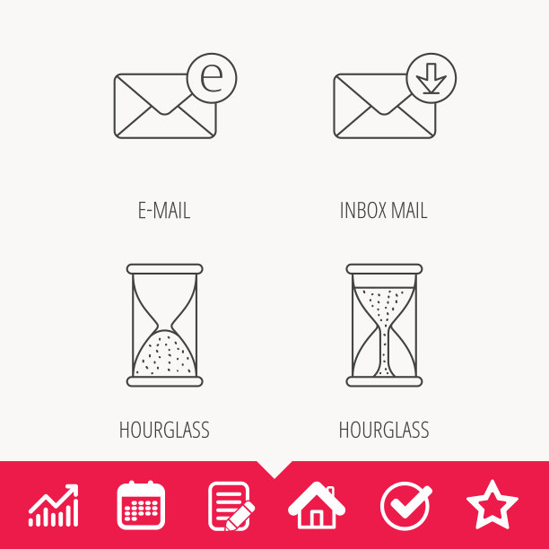 沙漏状的收件箱邮件和电子邮件图标图片下载