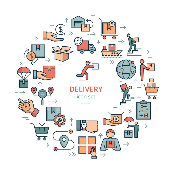 圆形彩色模板配送物流套图片下载