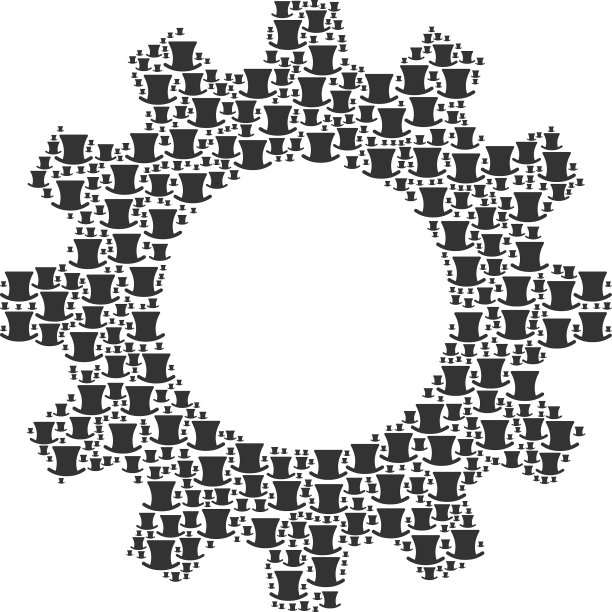 齿轮组成的绅士帽子图标图片下载