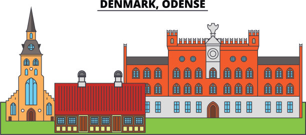 丹麦欧登塞城市天际线建筑图片下载