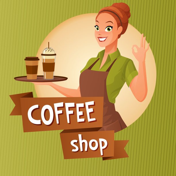 咖啡侍应生拿着杯中的咖啡表示可以图片下载