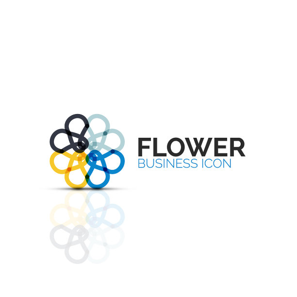 抽象的花朵或星星极简的线性图标图片下载