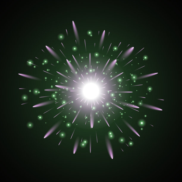 闪烁着绿色和紫色火花的光图片下载