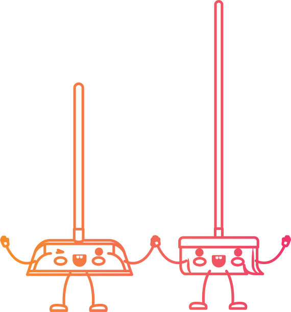 卡哇伊卡通扫帚和簸箕手牵着手图片下载