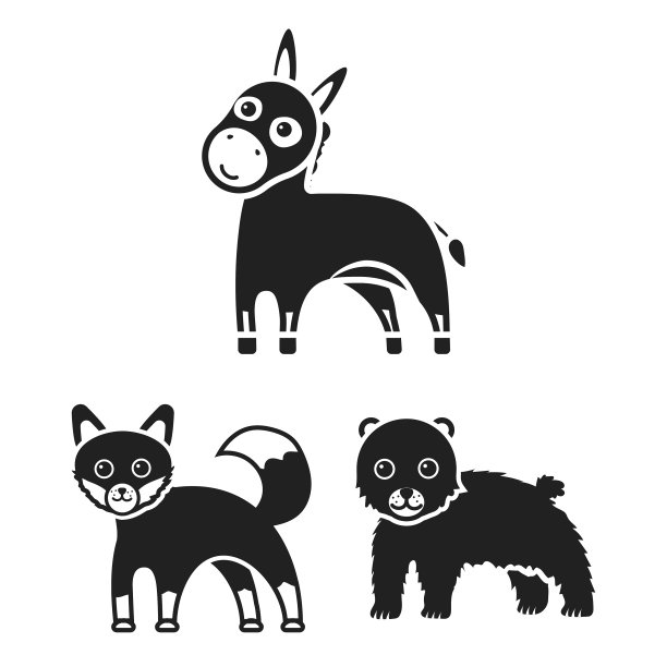 一个不现实的动物黑色图标设置图片下载