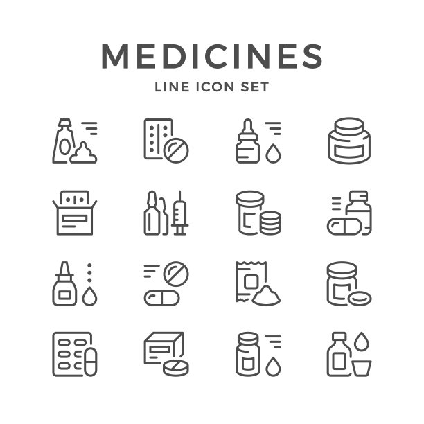 药品线性图标集图片下载