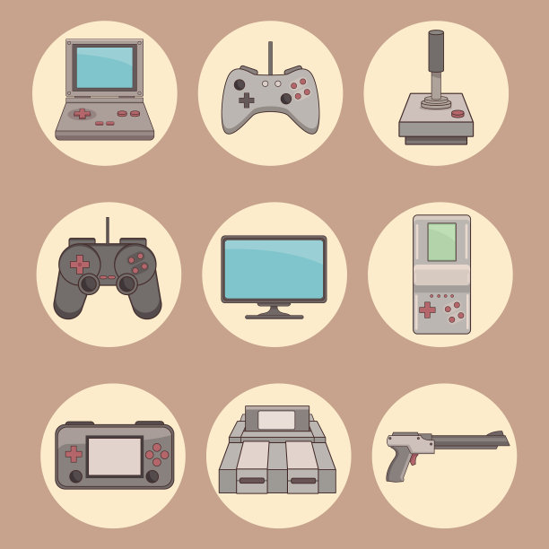 经典的视频游戏和控制台图标图片下载
