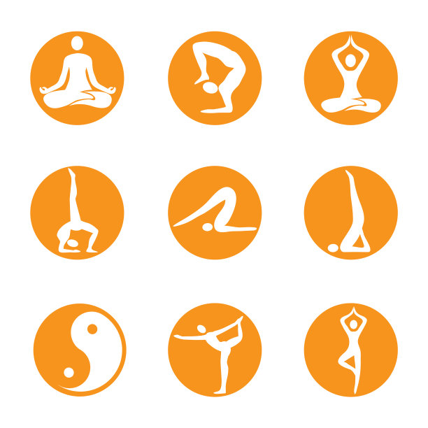 瑜伽图标上的圆形背景图片下载