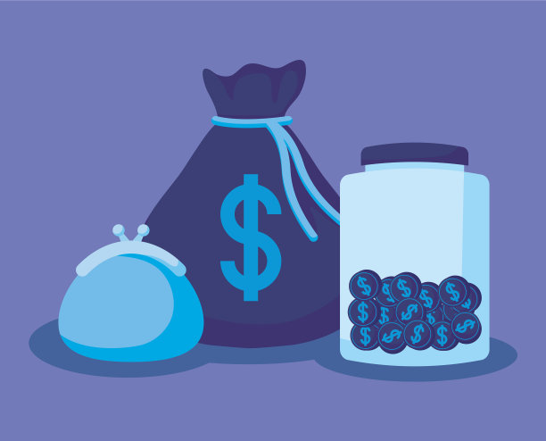 带有经济金融图标的钱袋图片下载