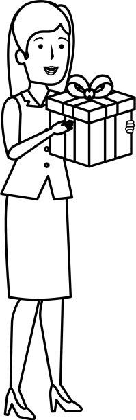 年轻的女商人与礼盒图片下载