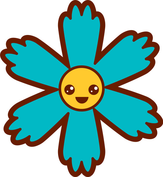 可爱的蓝色花朵卡哇伊卡通图片下载