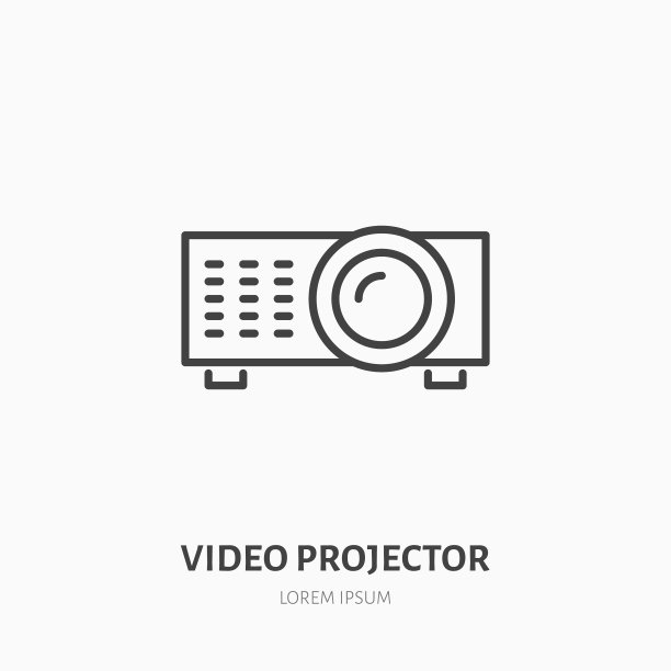 视频投影机平面线图标多媒体图片下载