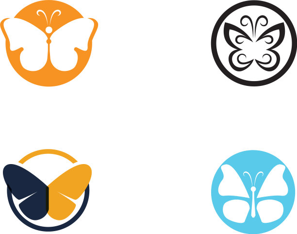 彩色蝴蝶简约图标Logo图片下载