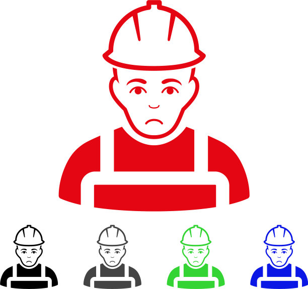 悲伤的工人图标图片下载