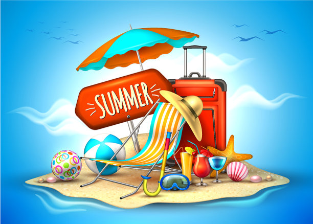 暑假逼真的3d海报图片下载