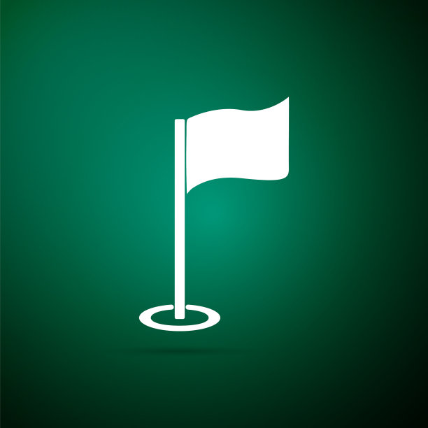 高尔夫旗帜图标孤立在绿色背景图片下载