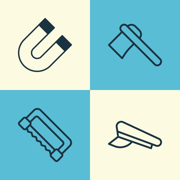 警察帽的装置图标集合图片下载