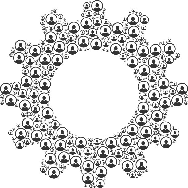 齿轮拼贴圆形用户肖像图标图片下载