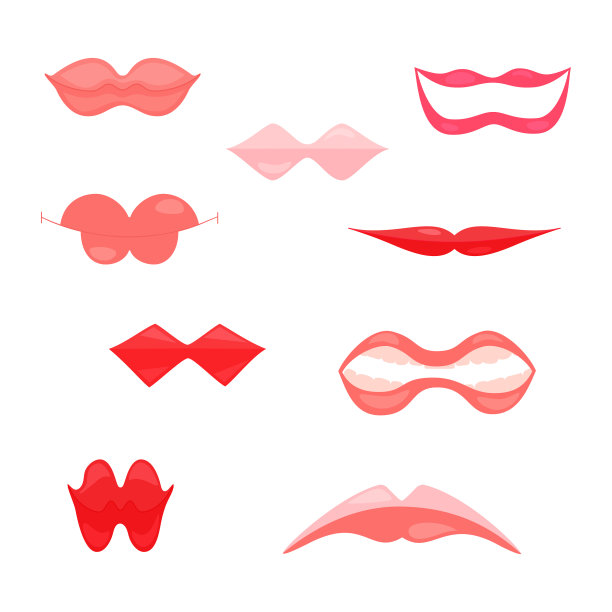 有趣的女性嘴唇图标孤立在白色图片下载
