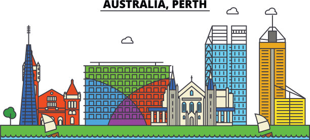 澳大利亚珀斯城市天际线建筑图片下载