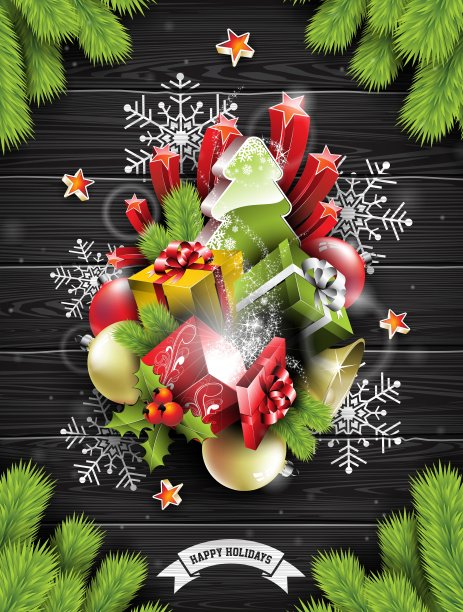 有节日元素的圣诞快乐图片下载