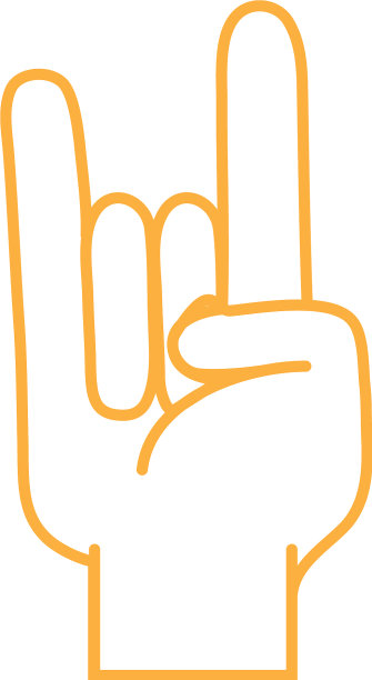 彩色线手与岩石手势符号图片下载