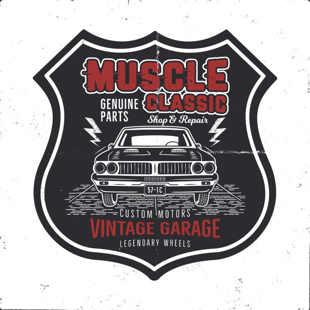 复古手绘肌肉车t恤设计图片下载