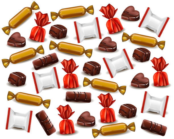 巧克力和糖果逼真的图案图片下载