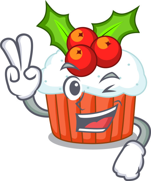 两个手指卡通自制圣诞纸杯蛋糕图片下载