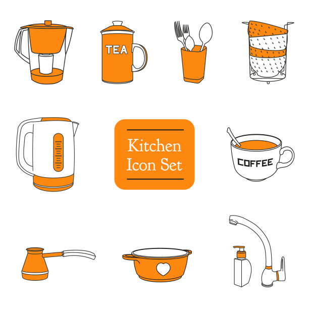 橙色厨房图标图片下载