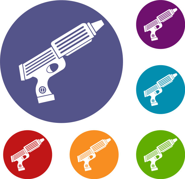 塑料枪玩具图标集图片下载