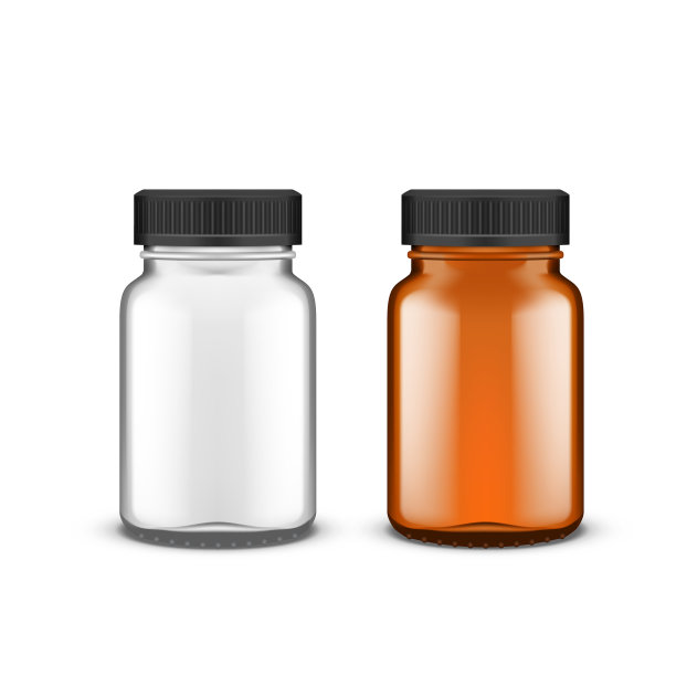 白色和棕色带阴影的医用玻璃瓶图片下载