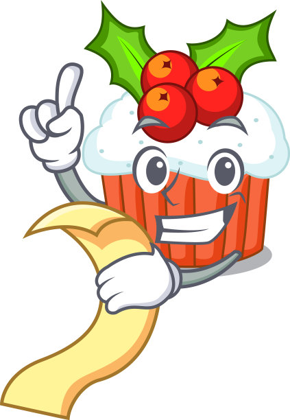 用菜单装饰的圣诞纸杯蛋糕卡通图片下载