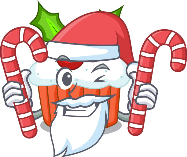 圣诞老人和糖果美味的圣诞纸杯蛋糕图片下载