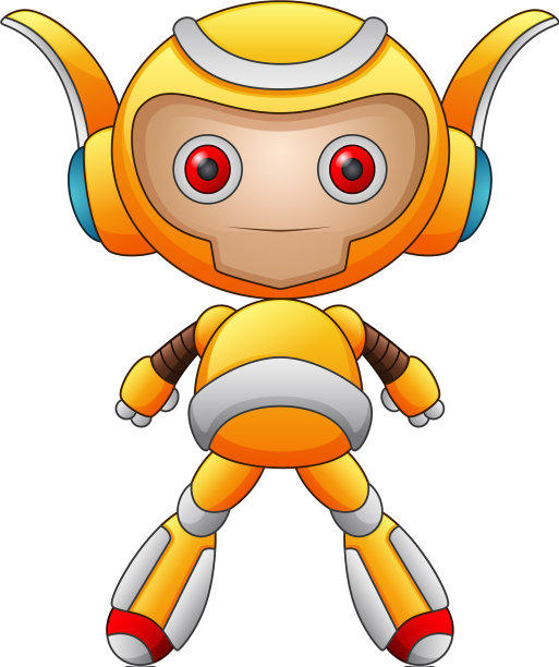 有趣的卡通人物机器人孤立在白色ba图片下载