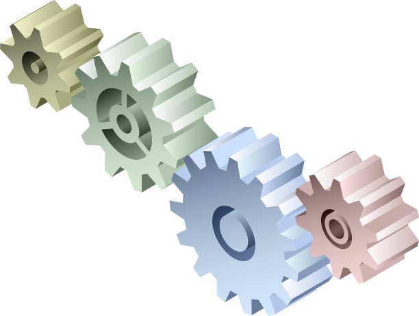 一组连接的等距3d齿轮图片下载