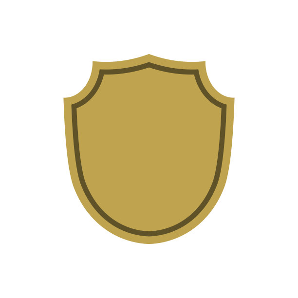 盾形黄金图标，简单的平面标志上的白色图片下载